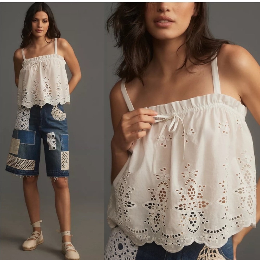 Anthropologie women’s eyelet babydoll top